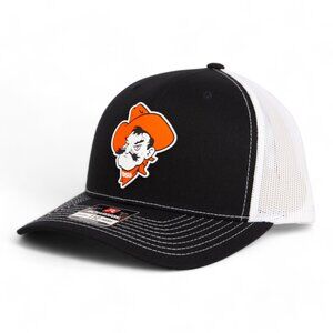 OSU Cowboys Pistol Pete Snapback Trucker Hat- Black/ White